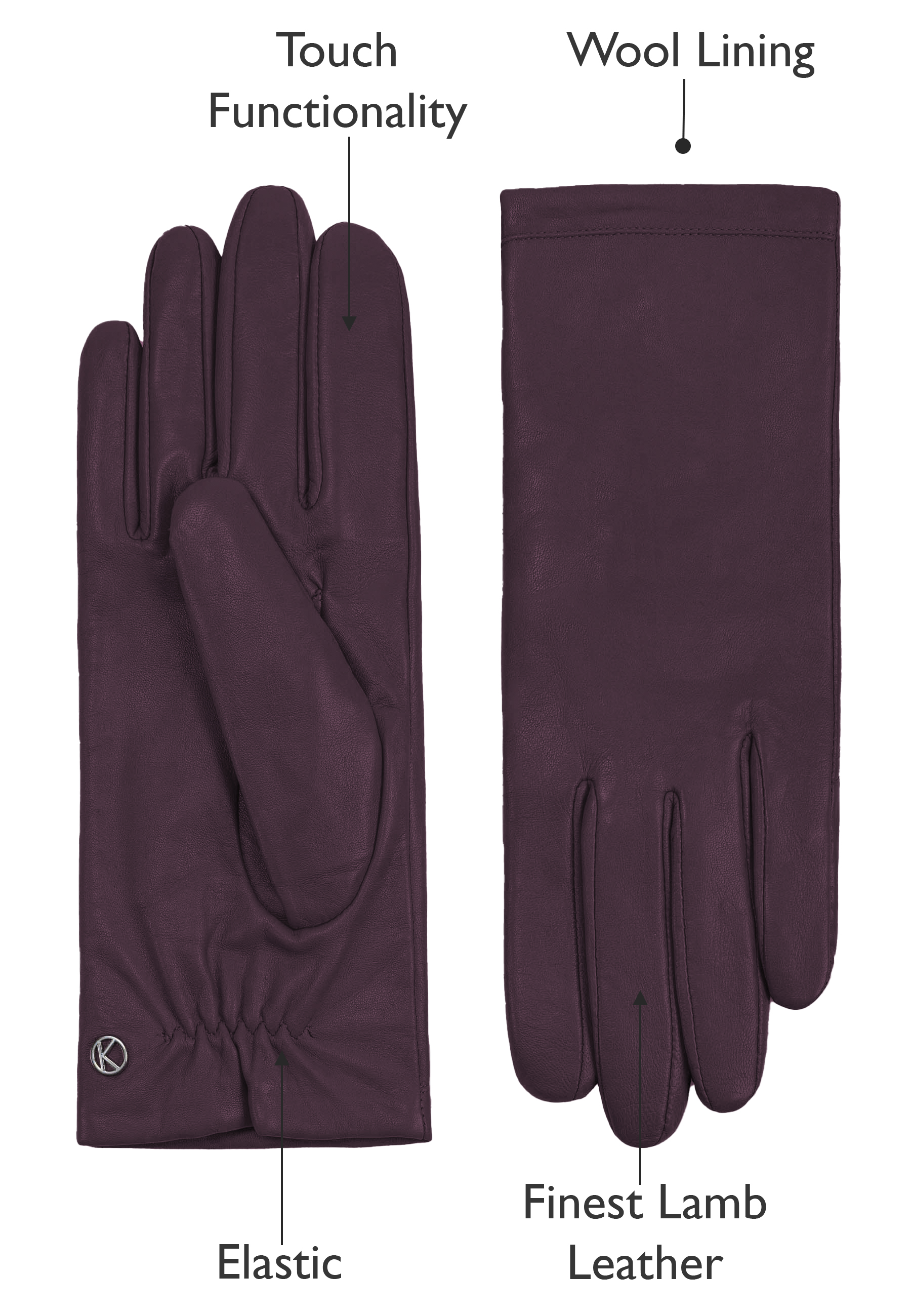 Kessler CHELSEA Lederhandschuh Damen deep purple Leder Kessler CHELSEA Lederhandschuh Damen deep purple Leder