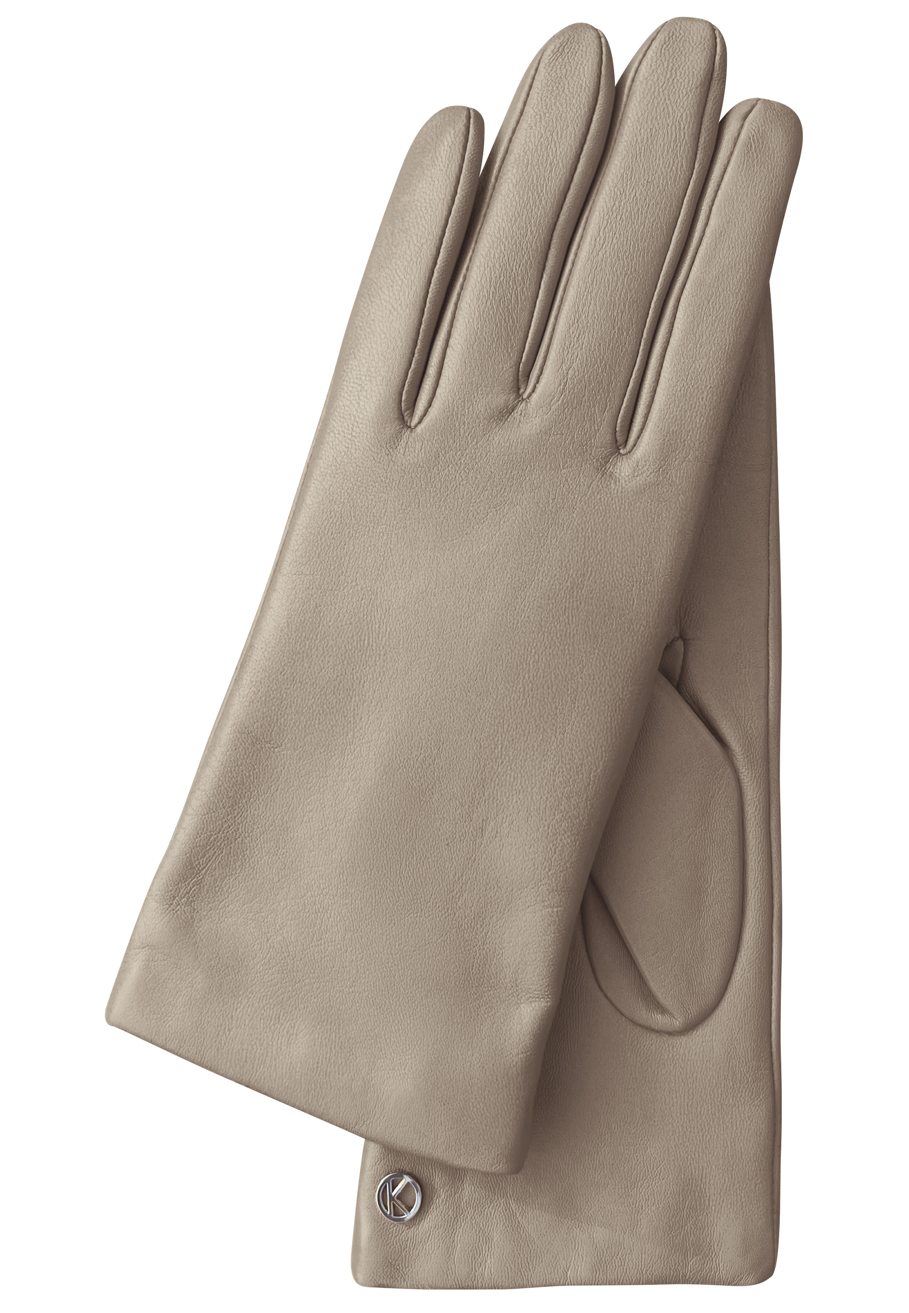 KESSLER_ Lederhandschuhe Lola mit Kaschmirfutter und Touchfunktion in warmgrau